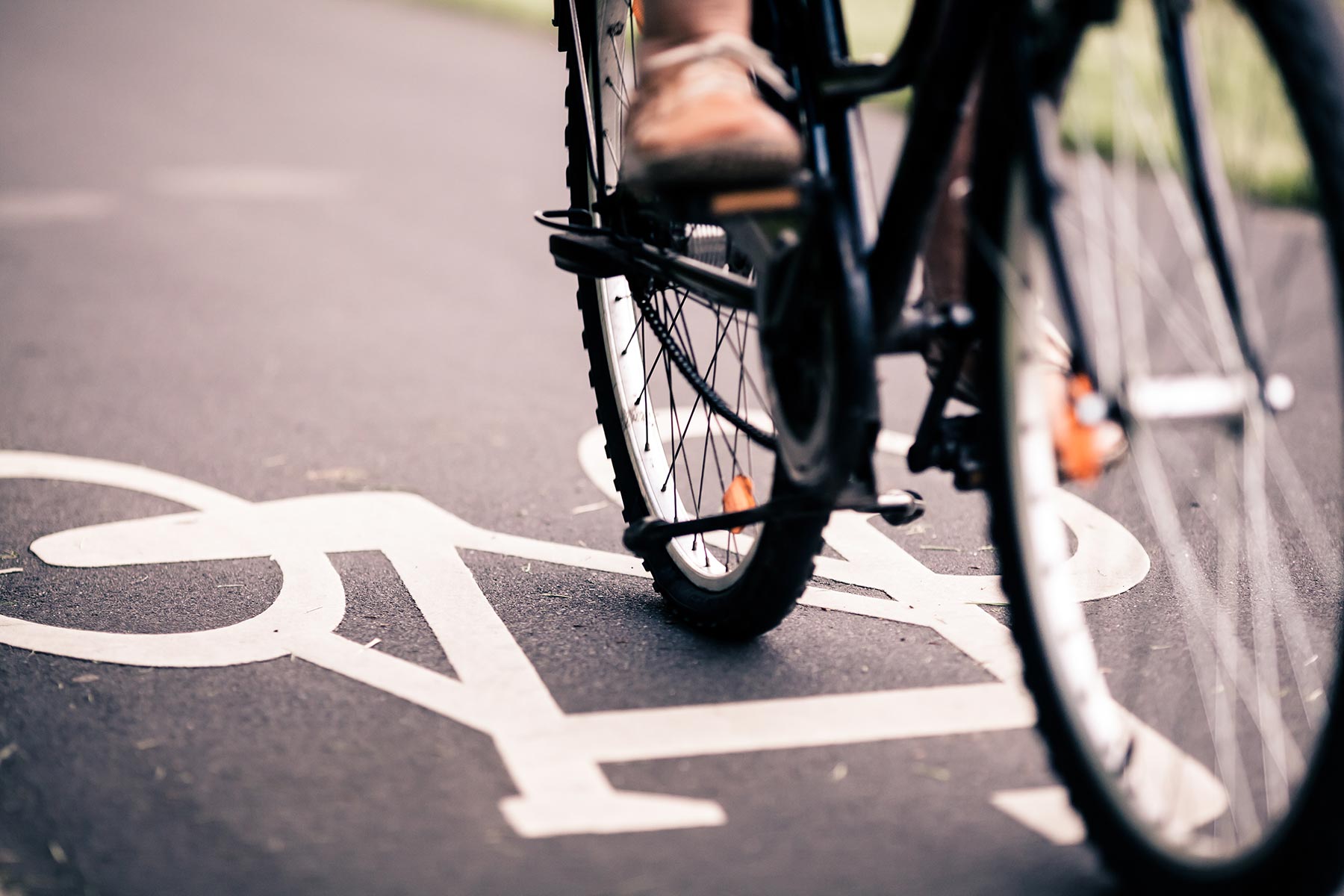 City Bicycle Riding On Bike Path PFVH42D